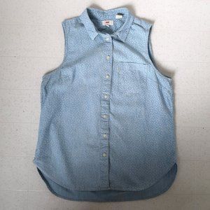 Levi's Sleeveless Blue Polka Dot Top - Women's S